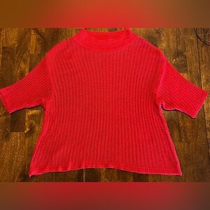 Croft & Barrow Red Short Sleeve Mock-neck Sweater Small